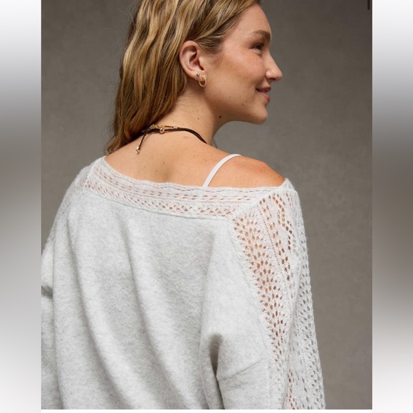 NWT AE Whoa So Soft Lace Sweater - Picture 5 of 10